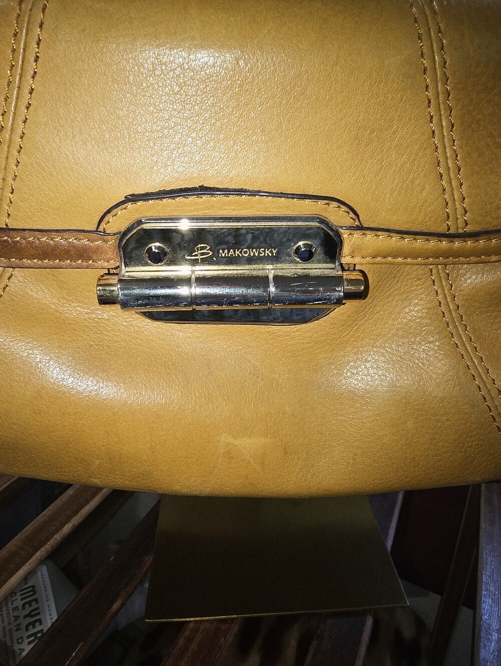 B. Makowsky Yellow Leather Shoulder Bag- Rehab Project - Picture 6 of 13